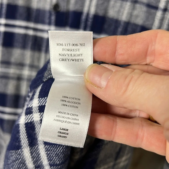 Rails Forrest Plaid Flannel Long Sleeve Button Down in Navy/Light Gray/White LG - Picture 10 of 11